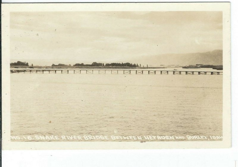 CD-303 ID, Snake River Bridge betw Heyborn and Burley Real Photo Postcard RPPC