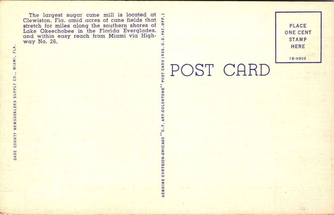 Vintage Florida Postcard - Cutting Sugar Cane - Sugar Refinery | United ...