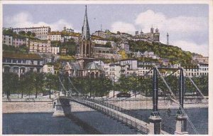 France Lyon Passerelle St Georges l'Eglise St Georges et le Coteau de Fo...