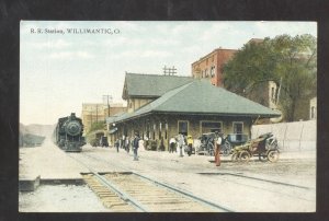 WILLIMANTIC CONNECTICUT CT. RAILROAD DEPOT TRAIN STATION VINTAGE POSTCARD