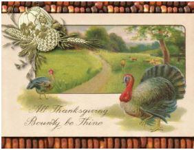 Single Holiday Postcard Traditional Thanksgiving Turkey Vintage Reproduction