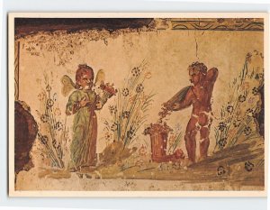 Postcard Amore e Psiche che Raccolgono Fiori Catacombs of Domitilla Rome Italy