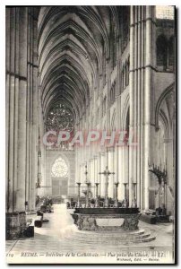 Old Postcard Reims Interior of the Cathedral Choir view taken