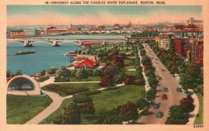 Vintage Postcard 1947 Driveway Charles River Esplanade Boston Massachusetts MA