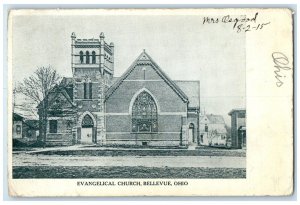 1915 Evangelical Church Chapel Exterior Building Bellevue Ohio Vintage Postcard