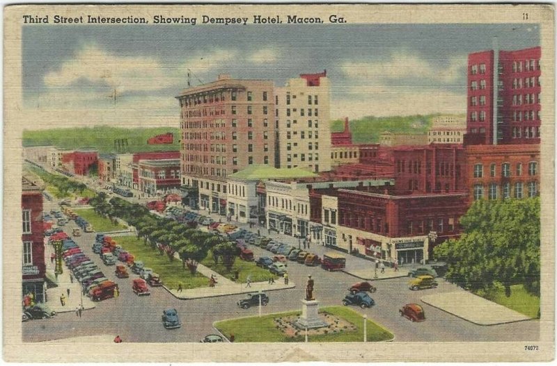 Vintage 1944 postcard, Dempsey Hotel, Macon, Georgia