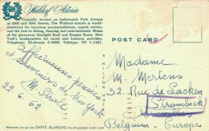 USA Waldorf Astoria Hotel New York City Vintage Postcard 07.39