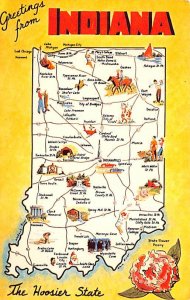 Greetings from Indiana, USA Map Unused 