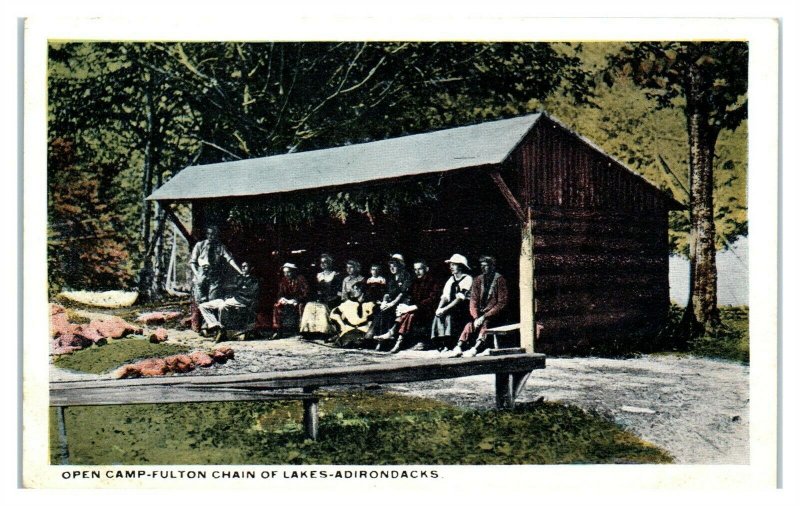 Open Camp-Fulton Chain of Lakes, Adirondacks, NY Postcard *6V(2)31