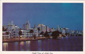 Florida Miami Beach Night VIew Of Hotel Row and Indian Creek