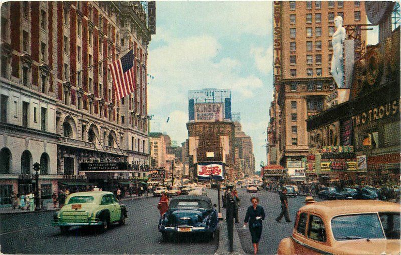 Autos 1940s Times Square Marquee Pepsi Street Scene flag Baumann ...