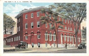 AUBURN, ME Maine    NEW YMCA & Street View~Cars    c1920's Postcard