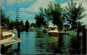 Vtg Anna Maria Florida FL Yacht Basin Marina Holmes Beach Boats Docks Postcard