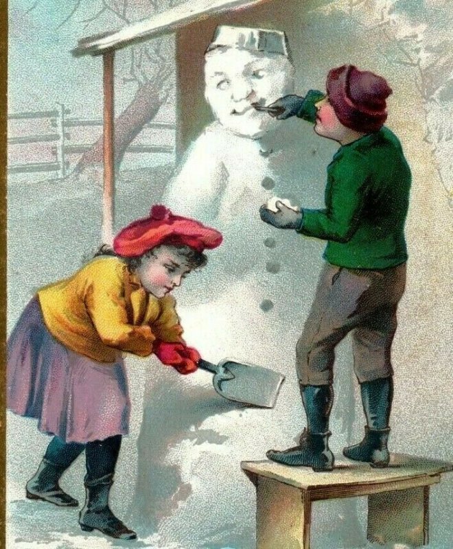 1891 McLaughlin's XXXX Coffee Children Making Snowman #5K