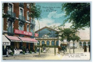 c1930's De La Gare Place Next To Rue Thiers Saint-Nazaire France Postcard