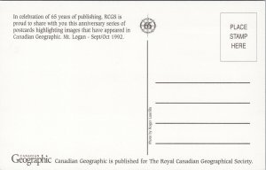 Canadian Geographic RCGS Advertising Mt. Logan BC 1992 Vintage Postcard F97