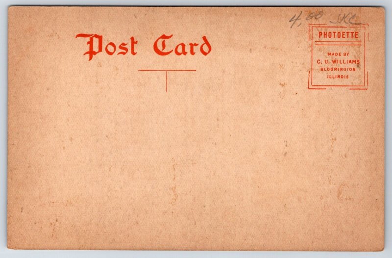 Kewanee Illinois~Carnegie Library~Victorian Lady on Steps~CU WIlliams ~1908 B&W