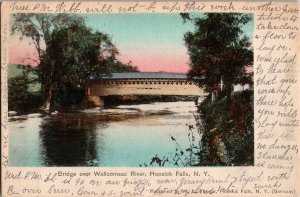 Bridge Over Walloomsac River, Hoosick Falls NY c1907 Vintage Postcard R52