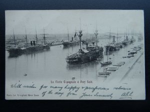 Africa Egypt PORT SAID La Flotte Espagnole NAVAL FLEET c1906 Postcard