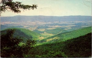View Shenandoah Valley Massanutten Mountain Skyline Dr Virginia VA Postcard PM 