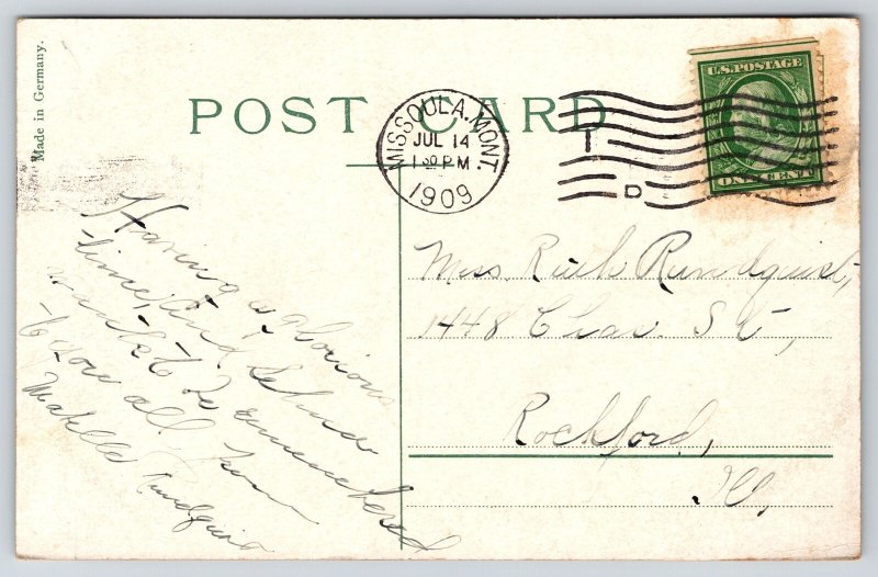 Missoula Montana~Rattlesnake River~Wall & Bridge~1909 Postcard