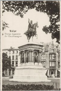 Liege Belgium Statue Equestre de Charlemagne Unused Postcard F70