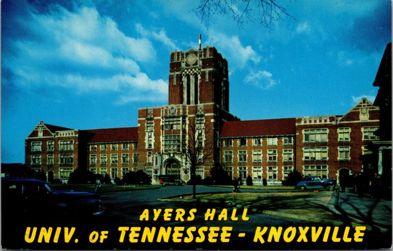 Vtg 1950s University of Tennessee Ayers Hall Knoxville TN Chrome Postcard