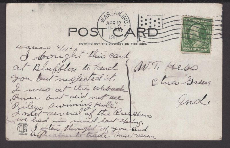 Indiana Bluffton - Methodist Church pm1910 ~ DB