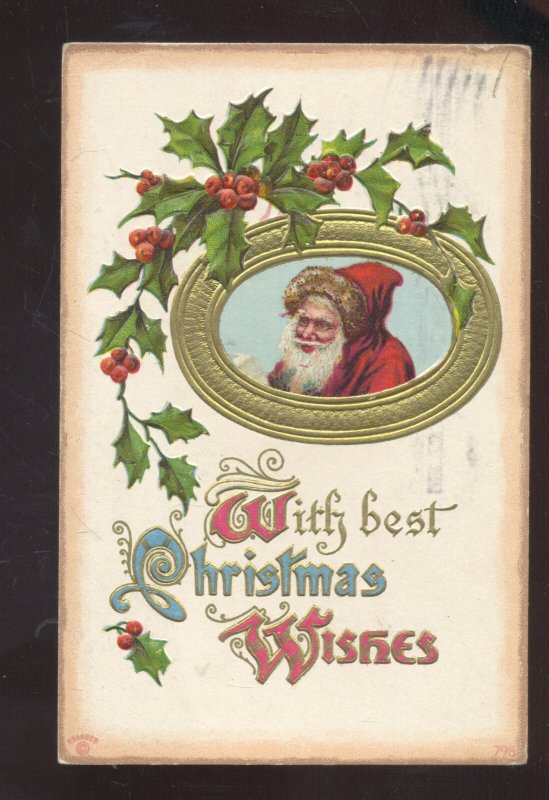 WITH BEST CHRISTMAS WISHES SANTA CLAUS VINTAGE POSTCARD HAVERHILL MASS.