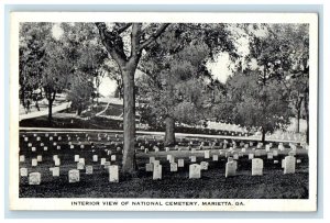 Interior View Of National Cemetery Marietta Georgia GA Unposted Vintage Postcard 