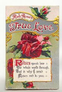 Red Roses, True Love, Poem, Embossed, Used 1911