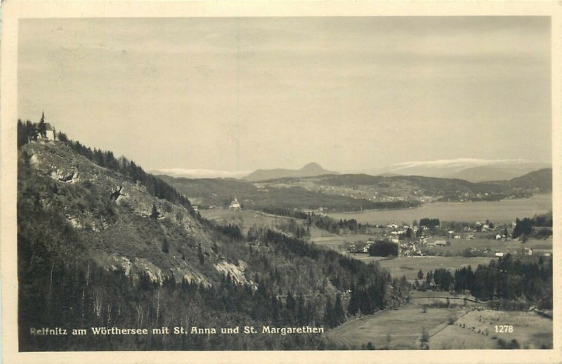 Austria Relfnitz am Worthersee mit St Anna und St. Margarethen c.1937 postkarte