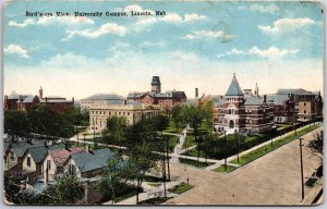 University Campus Lincoln Nebraska Bird's Eye View Roadway & Buildings Postcard