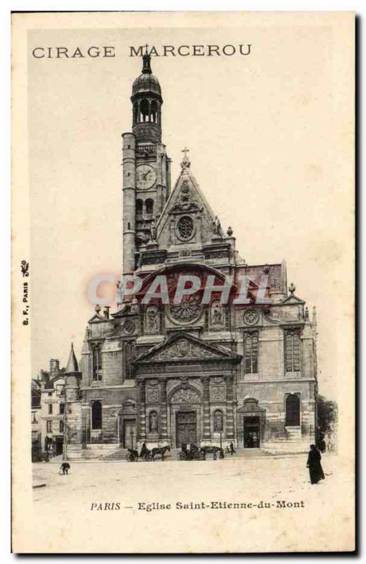 Paris Postcard Old Church of Saint Etienne du Mont (advertising Waxing Marcerou)