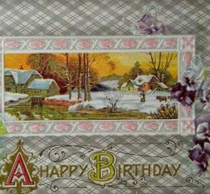 Birthday Postcard Country Farm Animals Flowers Embossed J Marks 1910 Series 894 