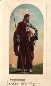 Vintage Postcard 1910's The Good Shepherd Jesus Christ Portrait Artwork Painting