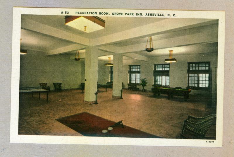 Recreation Room, Grove Park Inn, Asheville, North Carolina unused linen Postcard