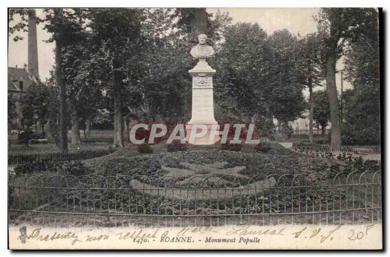 Old Postcard Roanne Monument Populle