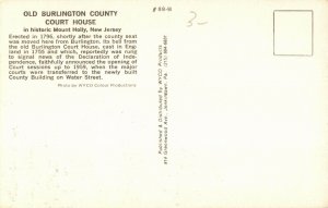 Burlington County Court House Mount Holly, N.J. USA Flag Postcard 2T5-414 