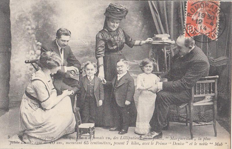 The Lilliputians Marguerita, Prince Deniso & nobleman Mab 1930 early postcard