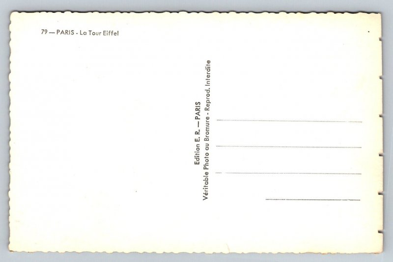 Eiffel Tower  Paris  France    Postcard