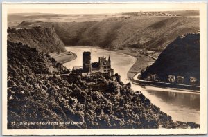 Blick Uber Doe Burg Katz Auf Die Loreley Goarshausen Germany RPPC Postcard