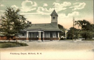 MILFORD NH Fitchburg Train Depot Railroad Station c1910 Postcard