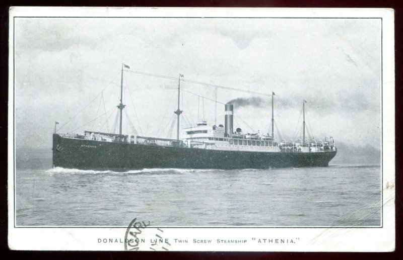 dc1626 - Steamer ATHEMIA Postcard 1911 Donaldson Line