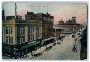 c1905 Birds Eye View North Main Street Building Pueblo Colorado Vintage Postcard 