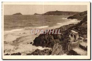 Old Postcard Cote d'Emeraude Rotheneuf The Rocks Sculptes Lucifer defying the...