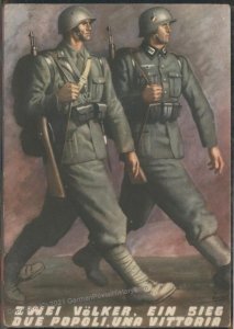 Italy and 3rd Reich Soldiers Two Peoples One Victory Propaganda Card Feld 106915