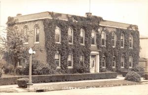 Harlan Iowa~City Hall~Ivy Covered Building~Vintage Lamppost~1940s RPPC Postcard