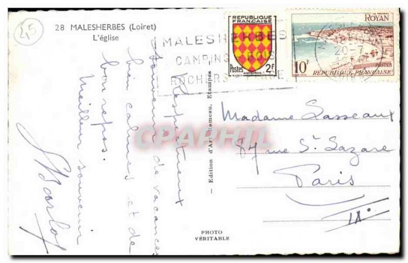 Malesherbes Old Postcard L & # 39eglise