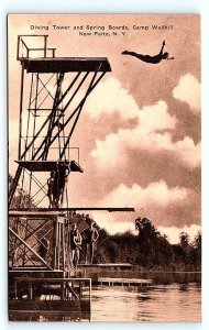 NEW PALTZ, NY New York ~ DIVING TOWER & Swimmers Camp Wallkill c1940s Postcard